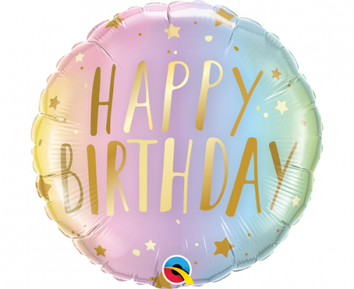 Воздушный шар из фольги 45 см Happy Birthday, pastel ombre