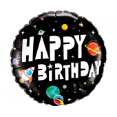 Воздушный шар из фольги 45 см Happy Birthday Astronaut