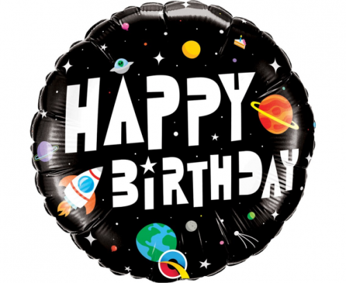 Воздушный шар из фольги 45 см Happy Birthday Astronaut
