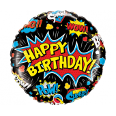 45 cm Folija balons Birthday super hero, black