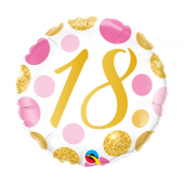 Воздушный шар из фольги 45 см, 18 th birthday, rose-gold dots
