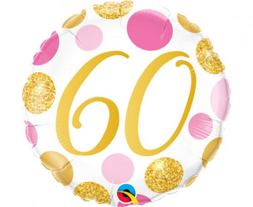 45 cm Folija balons CIR 60 Birthday, rose-gold dots