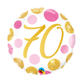 45 cm Folija balons CIR 70 Birthday, rose-gold dots