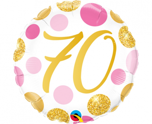 45 cm Folija balons CIR 70 Birthday, rose-gold dots