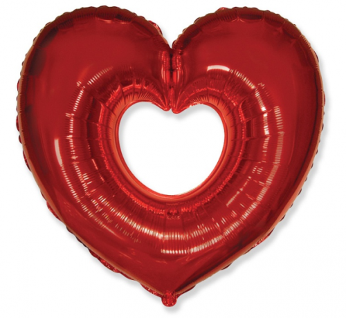 Воздушный шар из фольги 24" FX - „Открытое сердце, красный“