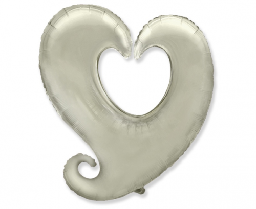 Воздушный шар фольги 24" FX Сердце Y, серебро