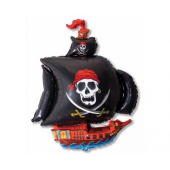Воздушный шар из фольги 24" FX - „Пиратский корабль“ (черный)