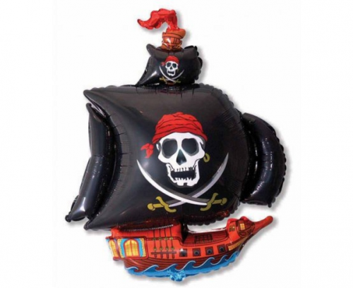 Воздушный шар из фольги 24" FX - „Пиратский корабль“ (черный)