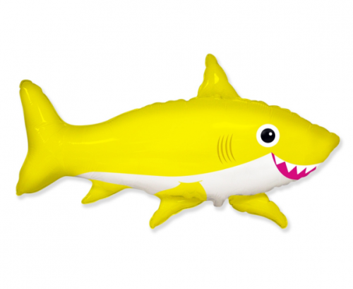 Воздушный шар из фольги 24" FX Улыбка акулы, желтая