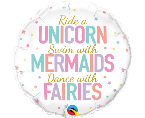 Воздушный шар из фольги 45 см Unicorn, Mermaids, Fairies