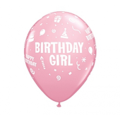 Apdrukāts lateksa balons "Birthday Girl"   (30 cm)