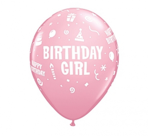 Apdrukāts lateksa balons "Birthday Girl"   (30 cm)
