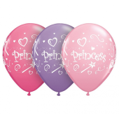 Apdrukāts lateksa balons"with overprint " Princess " (30 см)