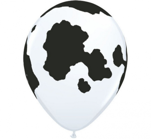 Apdrukāts lateksa balons  Cow, pastel white  (30 cm)