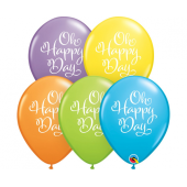 Apdrukāts lateksa balons RND pastel with printing Oh Happy Day (30 cm)