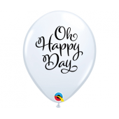 Воздушный Шар с рисунком RND white with printing Oh Happy Day (30 см)