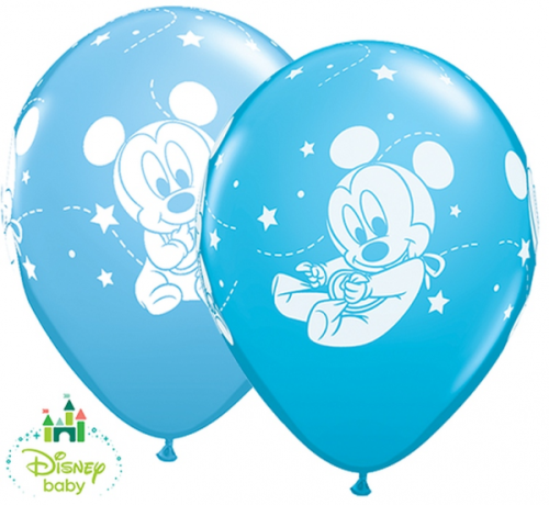Apdrukāts lateksa balons "Baby Mickey Stars"  and blue (30 cm)