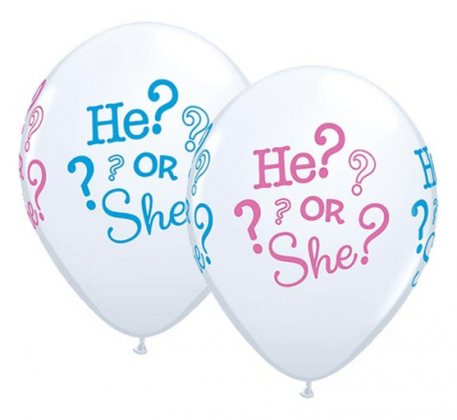 Apdrukāts lateksa balons He? or She?" (30 cm)