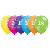 Apdrukāts lateksa balons"with overprint " 18 " (30 см)