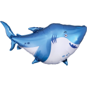Шар с клапаном (16''/41 см) Мини-фигура, Акула, Голубой, 1 шт.