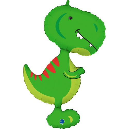 Фольгированный шар (38''/97 см) Динозавр Тиранозавр, зеленый, 1 шт.