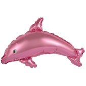 Шар с клапаном (15''/38 см) Мини-фигура, Дельфин, Розовый, 1 шт.