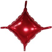 Шар (12''/30 см) Мини-квадрат, С хвостиками, Красный, 1 шт.
