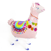 Шар (31''/79 см) Ходячая Фигура, Лама Альпака, Розовый, 1 шт.