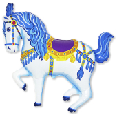 Шар (15''/38 см) Мини-фигура, Цирковая лошадка, Синий, 1 шт.