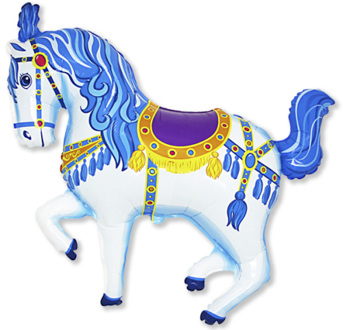 Шар (15''/38 см) Мини-фигура, Цирковая лошадка, Синий, 1 шт.