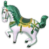 Шар (15''/38 см) Мини-фигура, Цирковая лошадка, Зеленый, 1 шт.