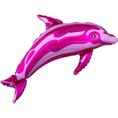 Шар с клапаном (17''/43 см) Мини-фигура, Дельфин, Розовый, 1 шт.