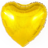 Шар с клапаном (10''/25 см) Мини-сердце, Золото, Голография, 1 шт.