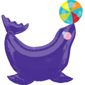 Шар с клапаном (17''/43 см) Мини-фигура, Морской котик, Фиолетовый, 1 шт.