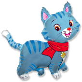 Шар (32''/81 см) Фигура, Любимый котенок, Синий, 1 шт.