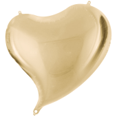 Шар (18''/46 см) Сердце, Изгиб, Белое Золото, 1 шт.