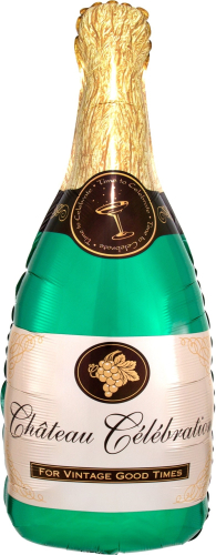 Шар с клапаном (17''/43 см) Мини-фигура, Бутылка, Шампанское вино, 1 шт.