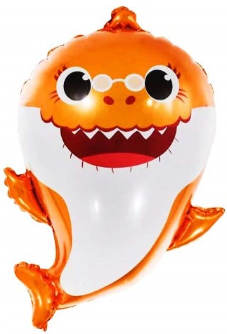 Шар с клапаном (13''/33 см) Мини-фигура, Акулья семейка, Бабушка, Оранжевый, 1 шт.