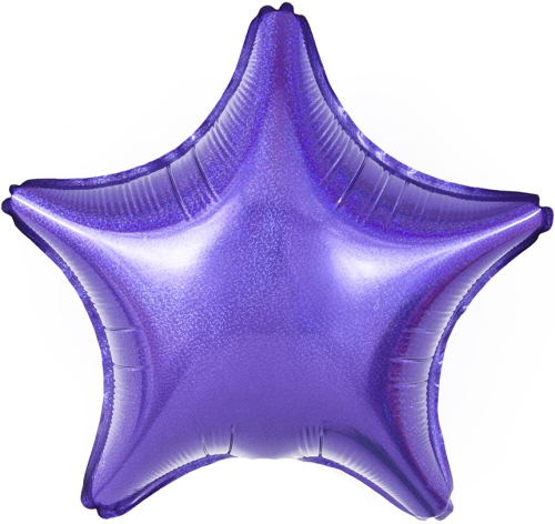 Шар (18''/46 см) Звезда, Фиолетовый, Голография, 1 шт.