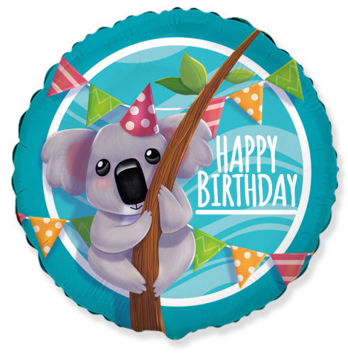 Balons (18''/46 cm) aplis, Happy Birthday koala1  gb