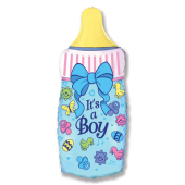 Шар (14''/36 см) Мини-фигура, Бутылочка для малыша мальчика, Голубой, 1 шт.