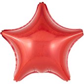 Шар с клапаном (10''/25 см) Мини-звезда, Красный, Голография, 1 шт.
