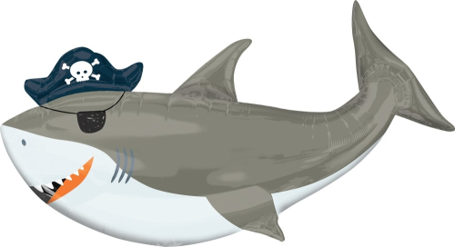 Шар (36''/91 см) Фигура, Акула Пират (повязка флибустьера), 1 шт. Шар (36''/91 см) Фигура, Акула Пират (повязка флибустьера), 1 шт.