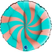 Шар (18''/46 см) Круг, Леденец, Розовое золото/Тиффани, 1 шт.