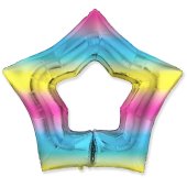 Шар (37''/94 см) Звезда, Контур, Диагональная радуга, Градиент, 1 шт.