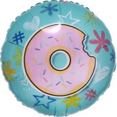 Шар (18''/46 см) Круг, Пончик (рисунки мелом), Мятный, 1 шт.