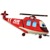 Шар (38''/97 см) Фигура, Вертолет-Спасатель, Красный, 1 шт.
