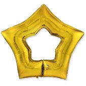 Шар (37''/94 см) Звезда, Контур, Золото, 1 шт.