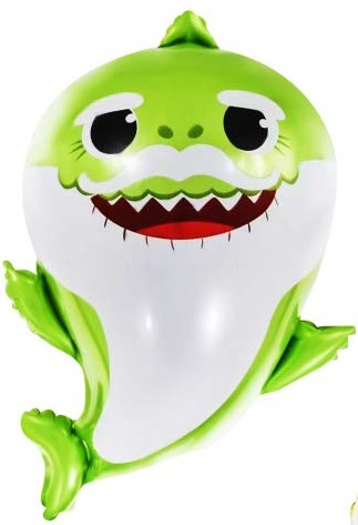 Шар с клапаном (13''/33 см) Мини-фигура, Акулья семейка, Дедушка, Салатовый, 1 шт.
