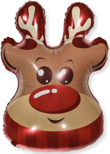 Шар (28''/71 см) Фигура, Голова, Веселый Олень, 1 шт. Шар (28''/71 см) Фигура, Голова, Веселый Олень, 1 шт.